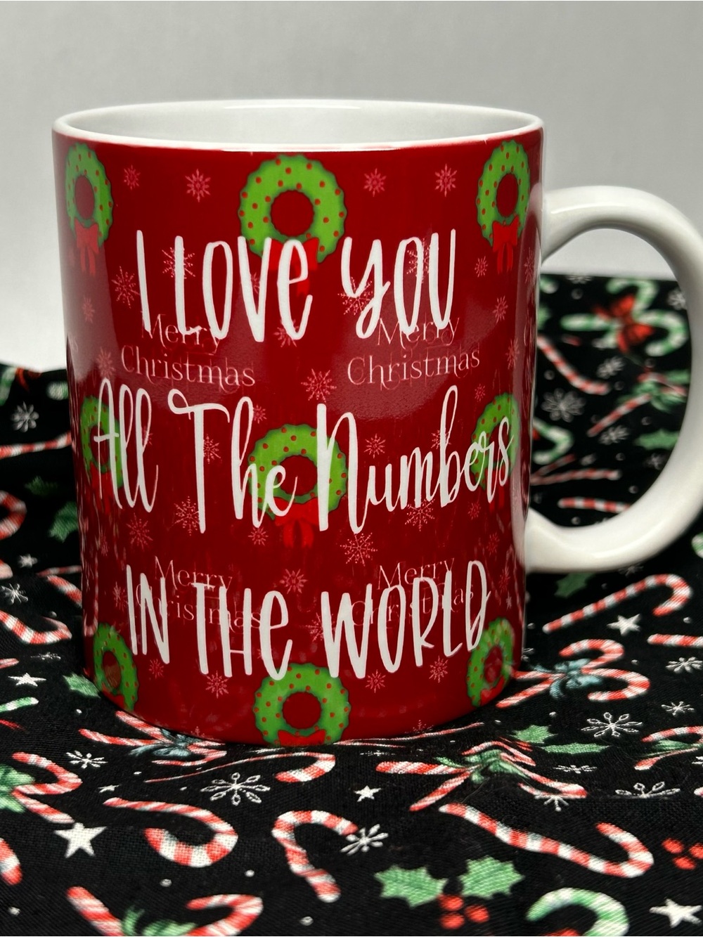 Red Holiday 'I Love You All The Numbers In The World' Ceramic Mug
